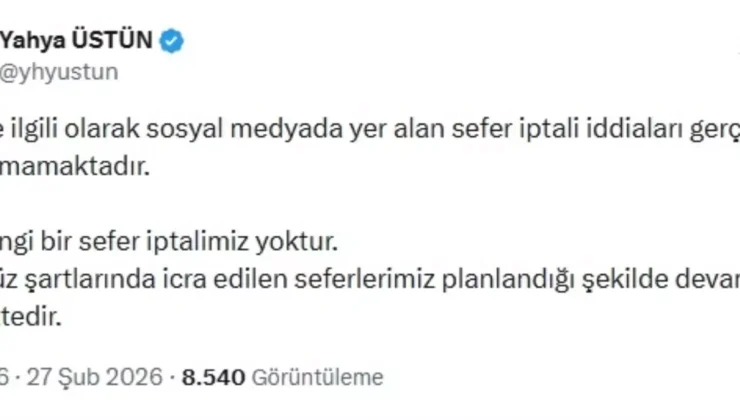 THY İran Seferleri İptal Edilmedi